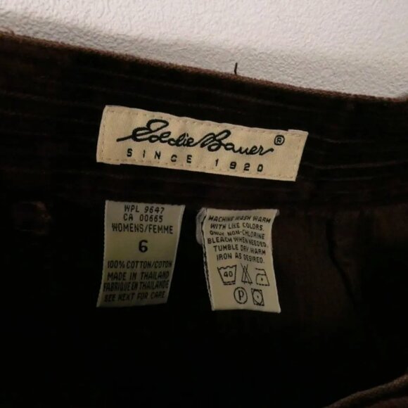 Eddie Bauer Dark Brown Corduroy High waisted tapered Pants/Pleated Pants/W25 - Picture 4 of 5